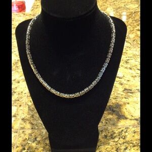 Square Byzantine Sterling Silver 18" Necklace